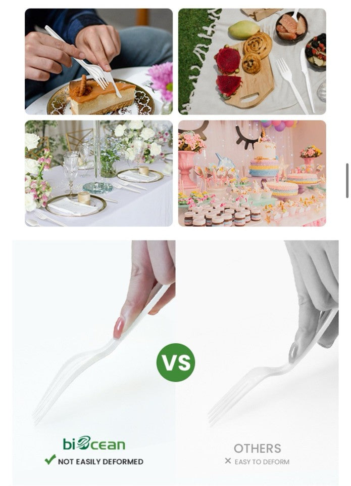 200 Compostable Forks 6.7" – Extra Heavy Duty Biodegradable Disposable Cutlery
