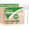 200 Compostable Forks 6.7" – Extra Heavy Duty Biodegradable Disposable Cutlery