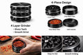 4-Piece Spice Grinder Manual Kitchen Seasoning Crusher – Metal Herb Mill, Black