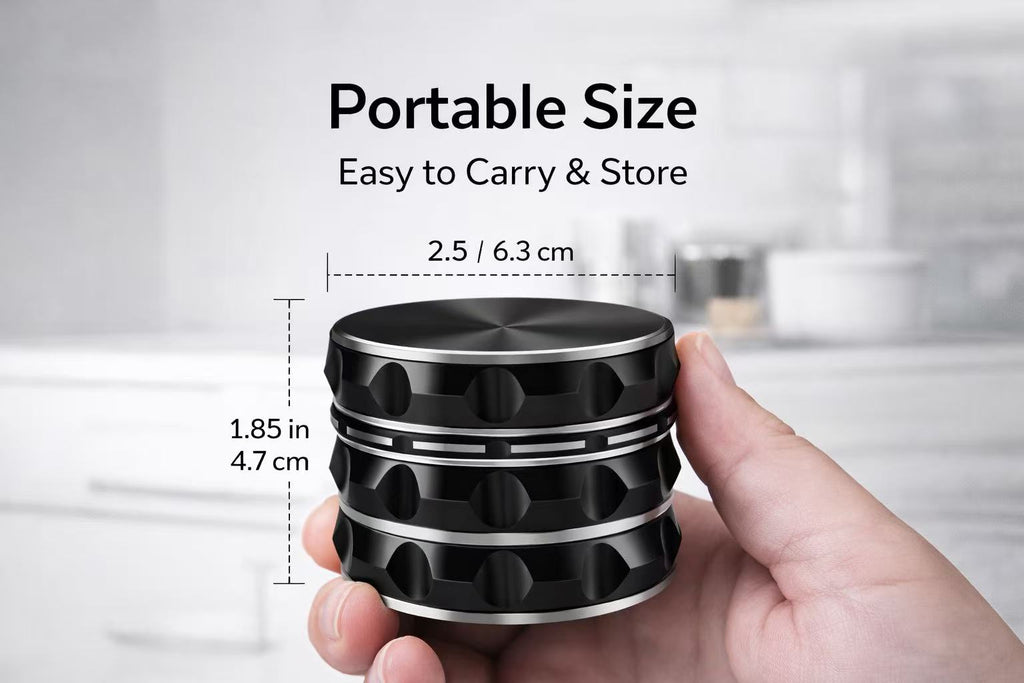 4-Piece Spice Grinder Manual Kitchen Seasoning Crusher – Metal Herb Mill, Black
