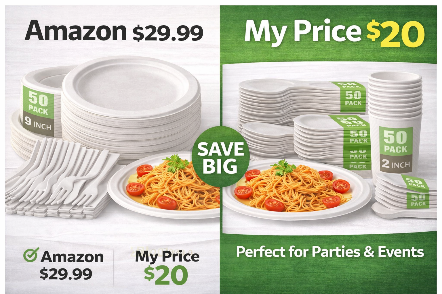 Bulk Deal – 8 Sets Compostable Plates & Cutlery (2,000 Pcs)