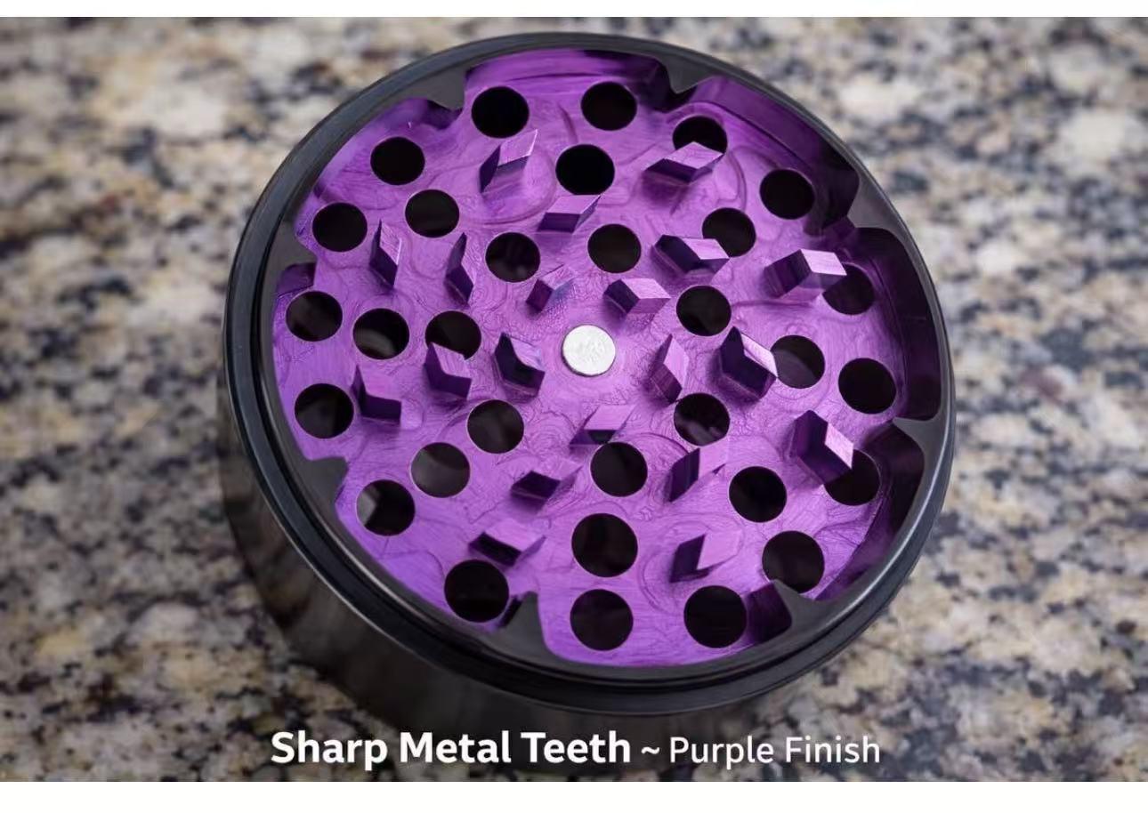 Purple 2.5" 4-Piece Aluminum Spice & Herb Grinder – Heavy Duty Metal Kitchen Crusher